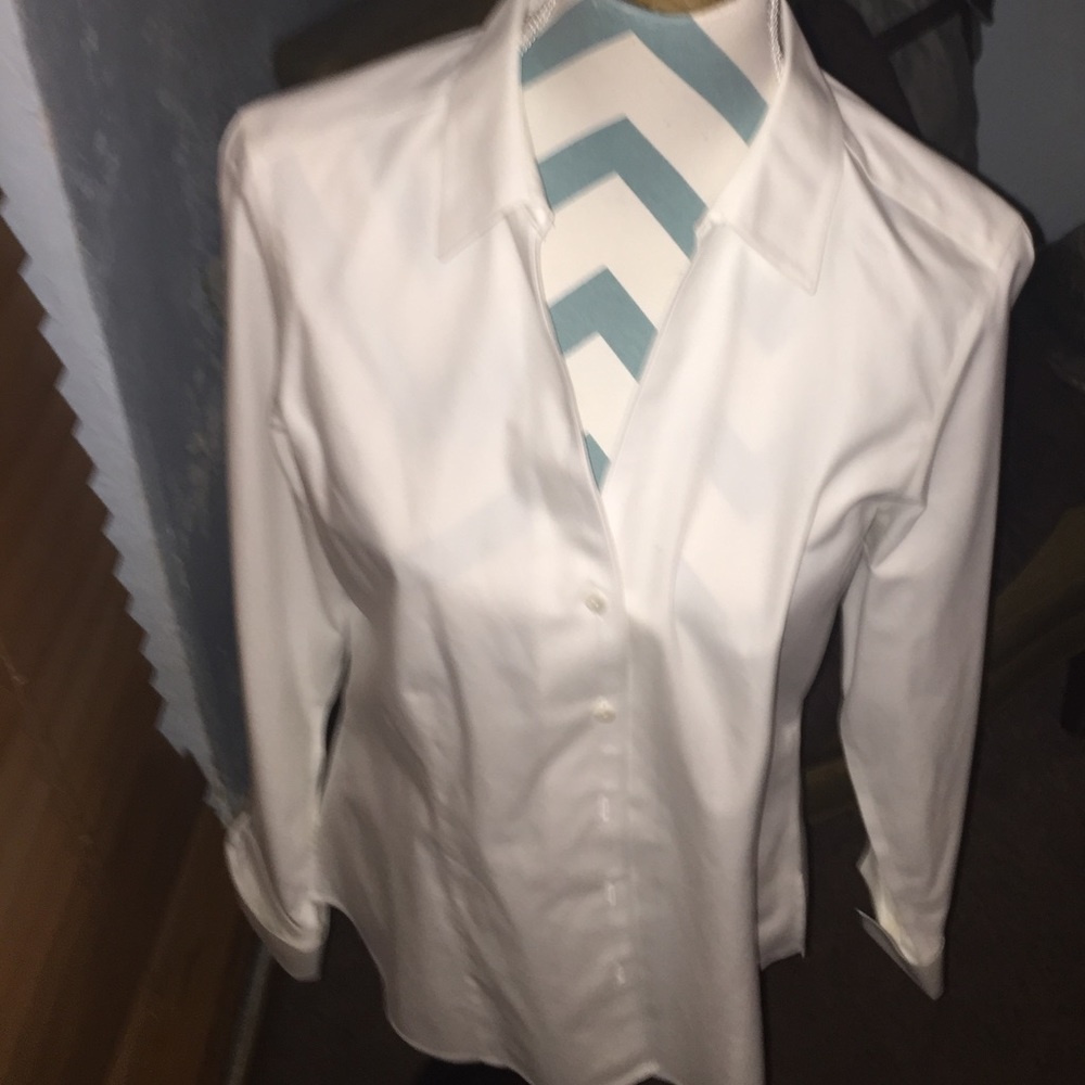 White fitted button down dress shirt